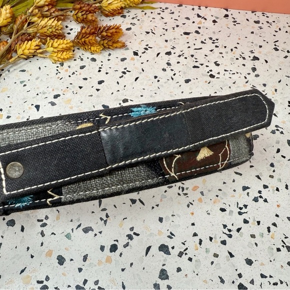 Dries Van Noten Archive Wide Embroidered Overlay Strap Women’s Belt Sz M/ L